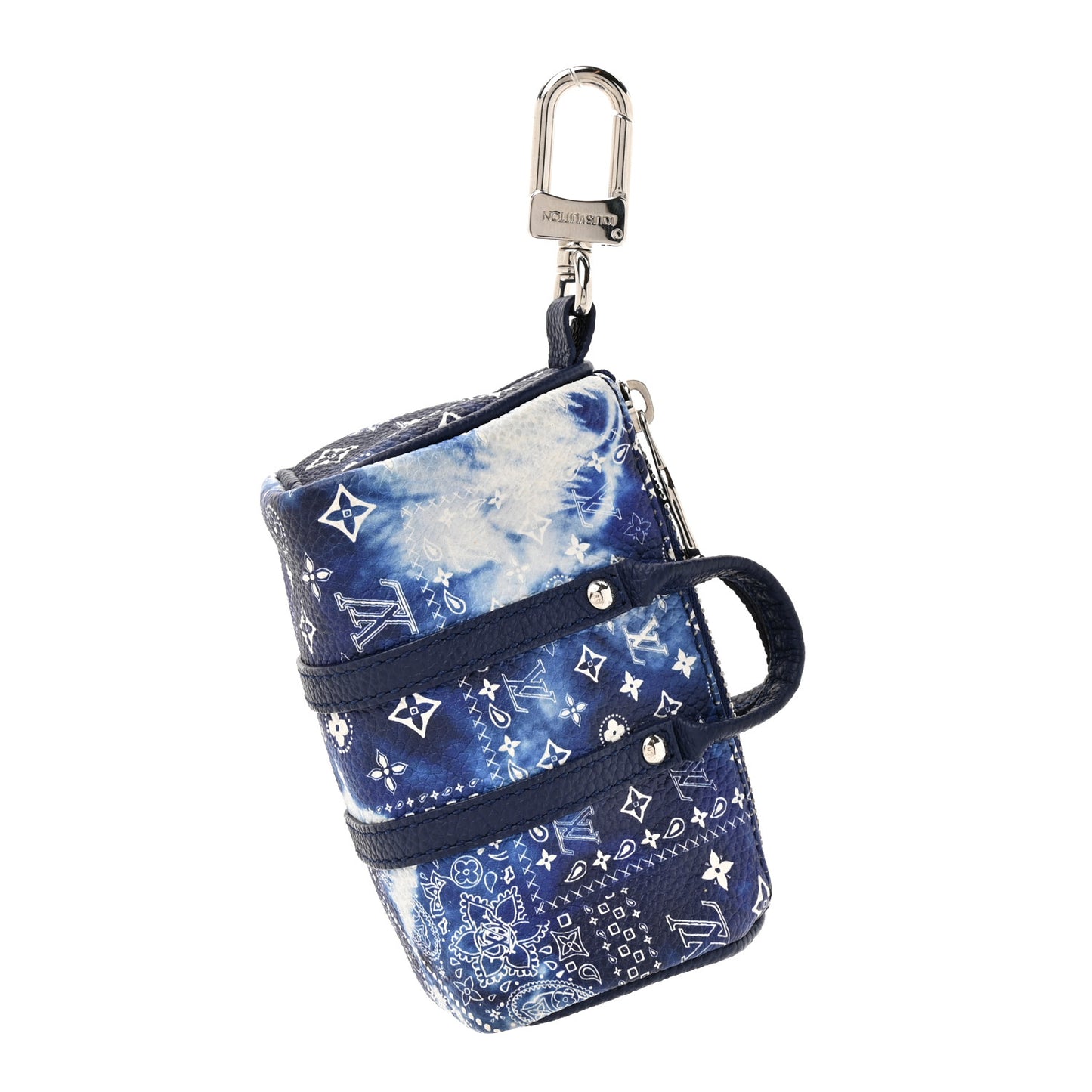 Monogram Bandana Mini Keepall Bag Charm Key Holder Blue