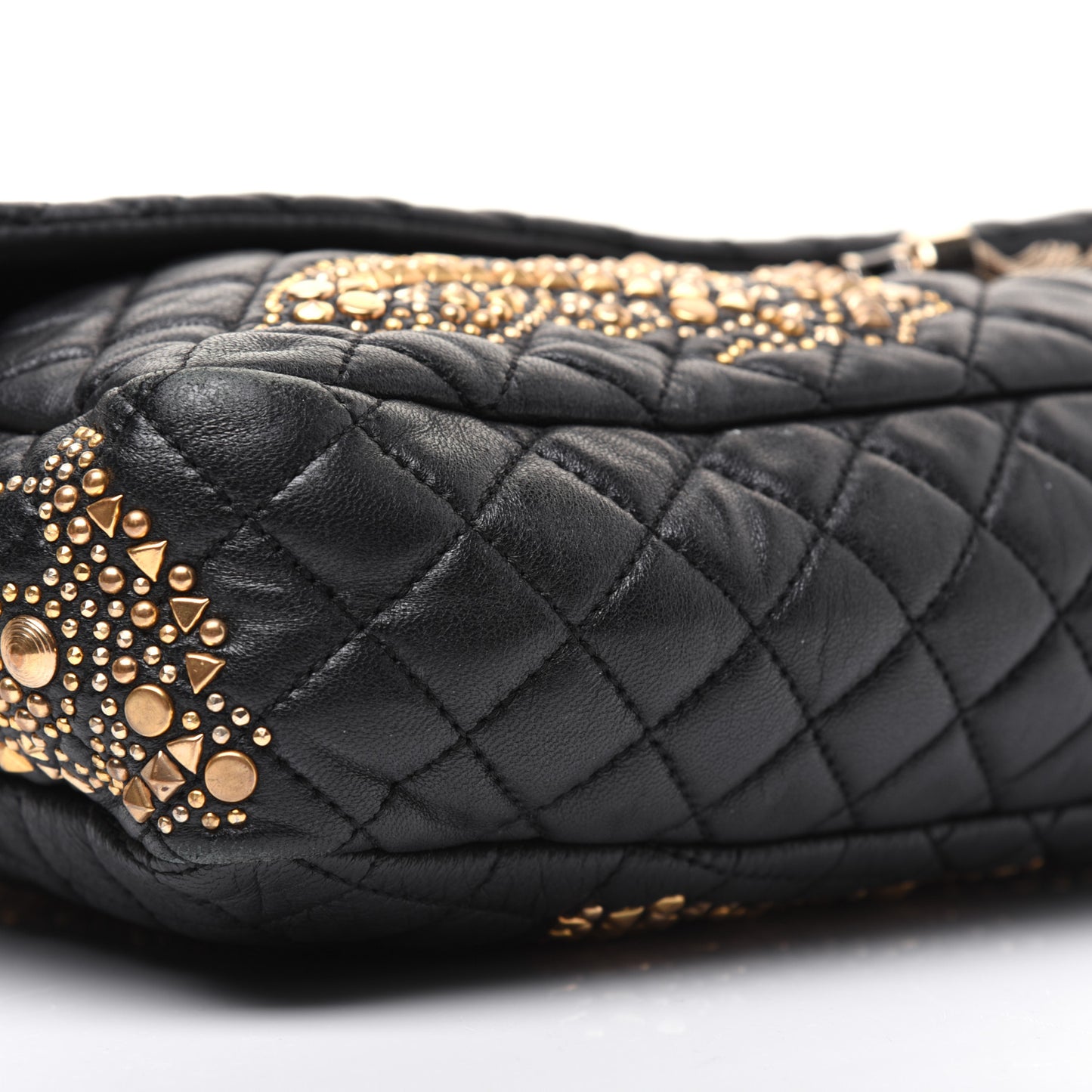 Nappa Barocco Quilted Studded Calliope Vanitas Shoulder Bag Black