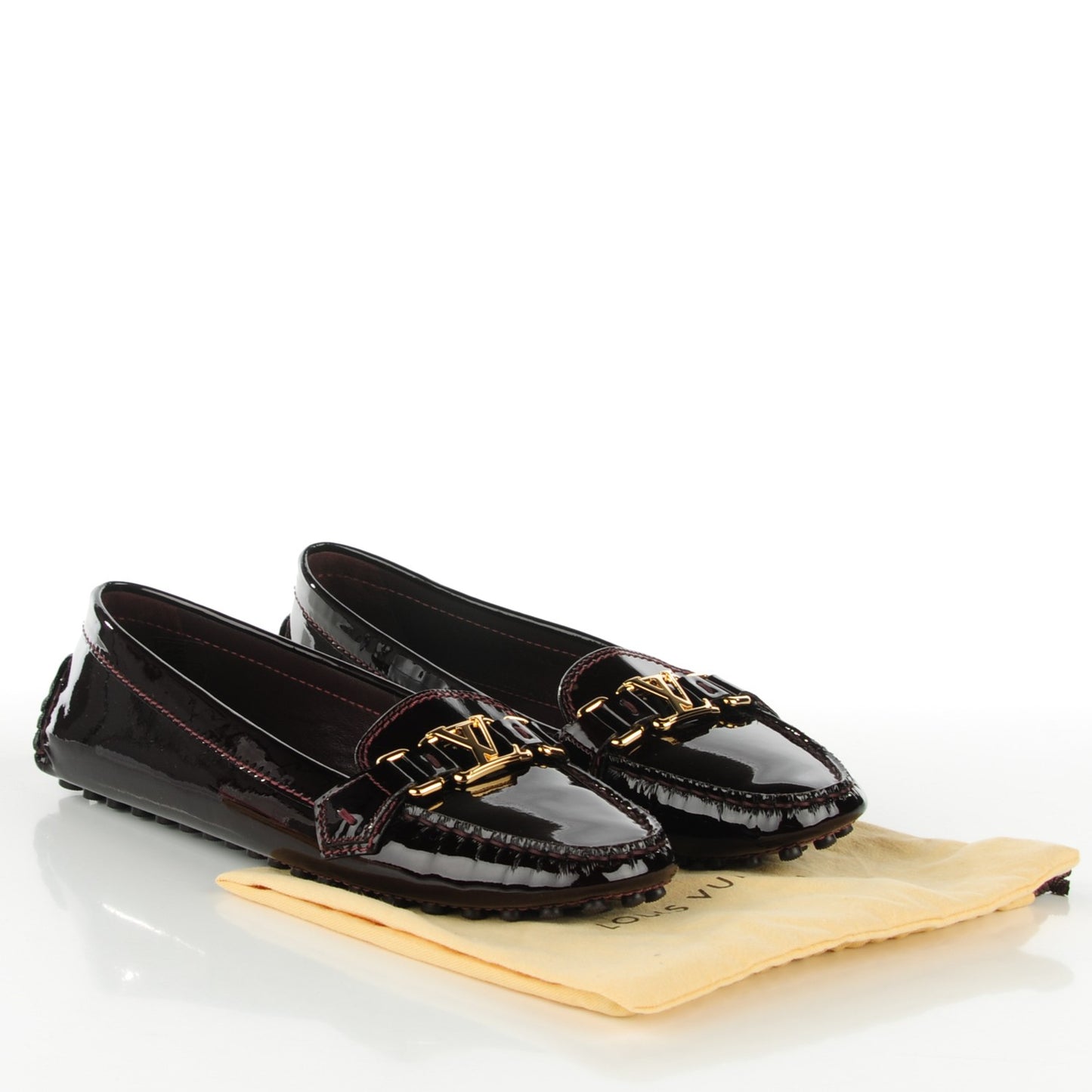 Patent Calfskin Oxford Loafers 40 Amarante