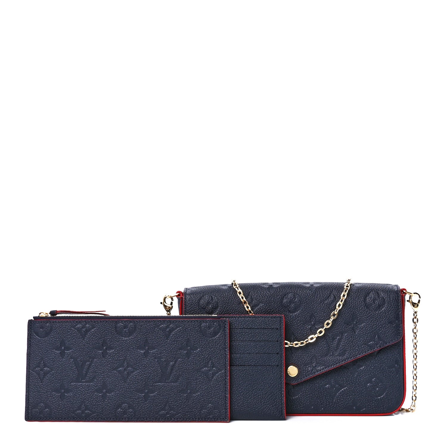 Louis Vuitton Empreinte Pochette Felicie Chain Wallet Marine Rouge 1 of 15