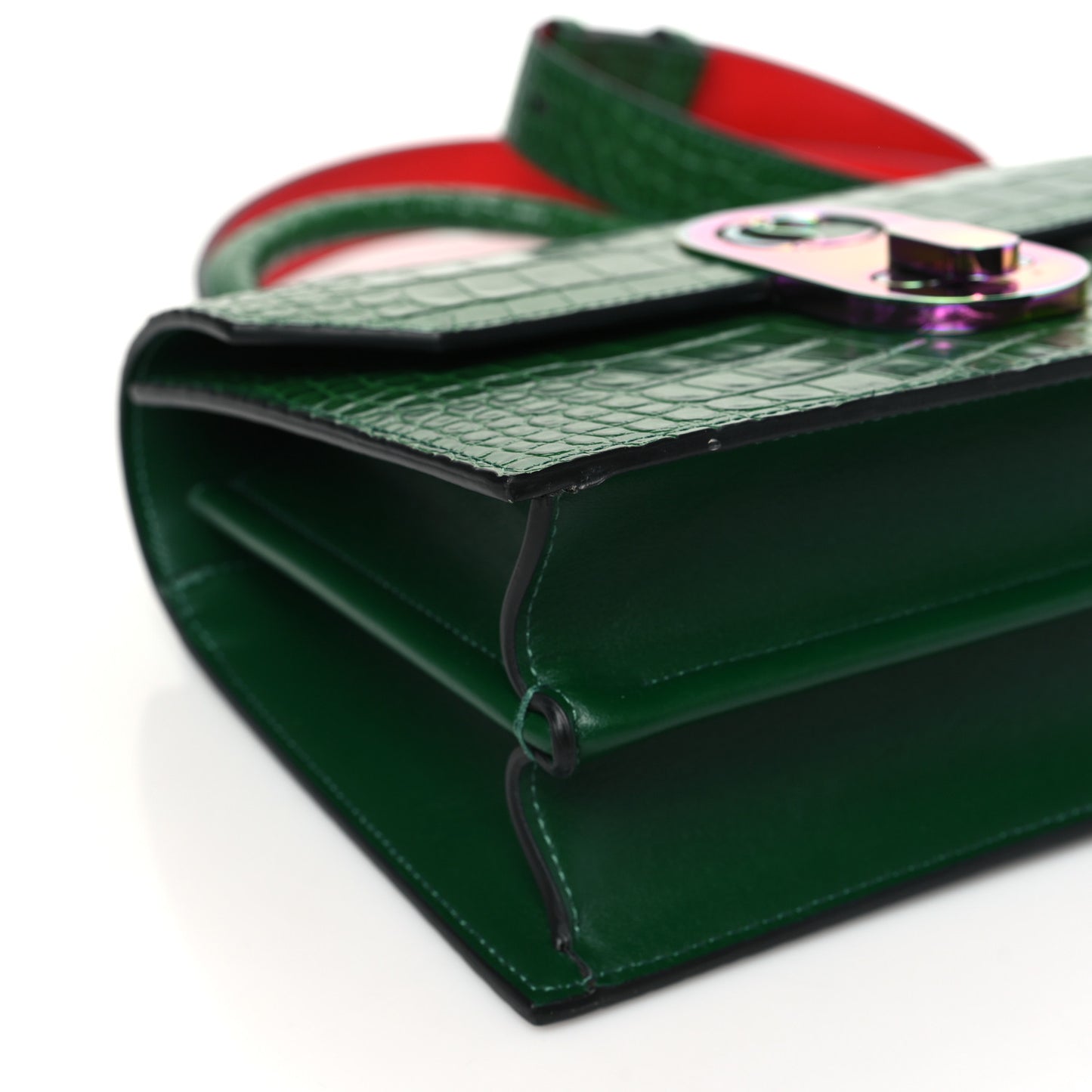 Alligator Embossed Calfskin Elisa Top Handle Bag Canopee Rainbow