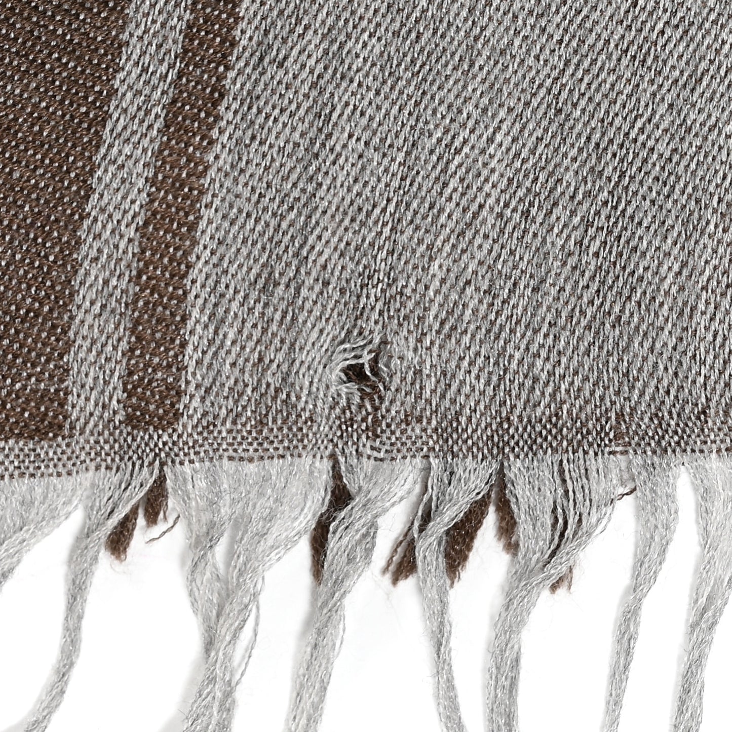 Wool Silk Fox Fur Monogram Shawl Scarf Brown