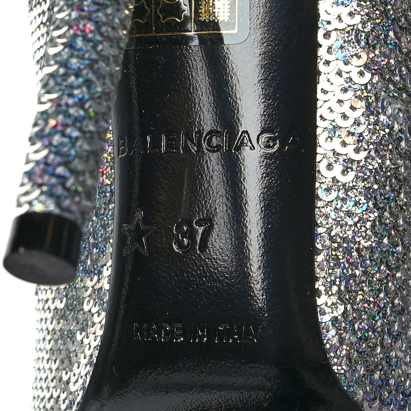 Metallic Sequin Spandex Pointy Toe Knife Booties 37 Silver