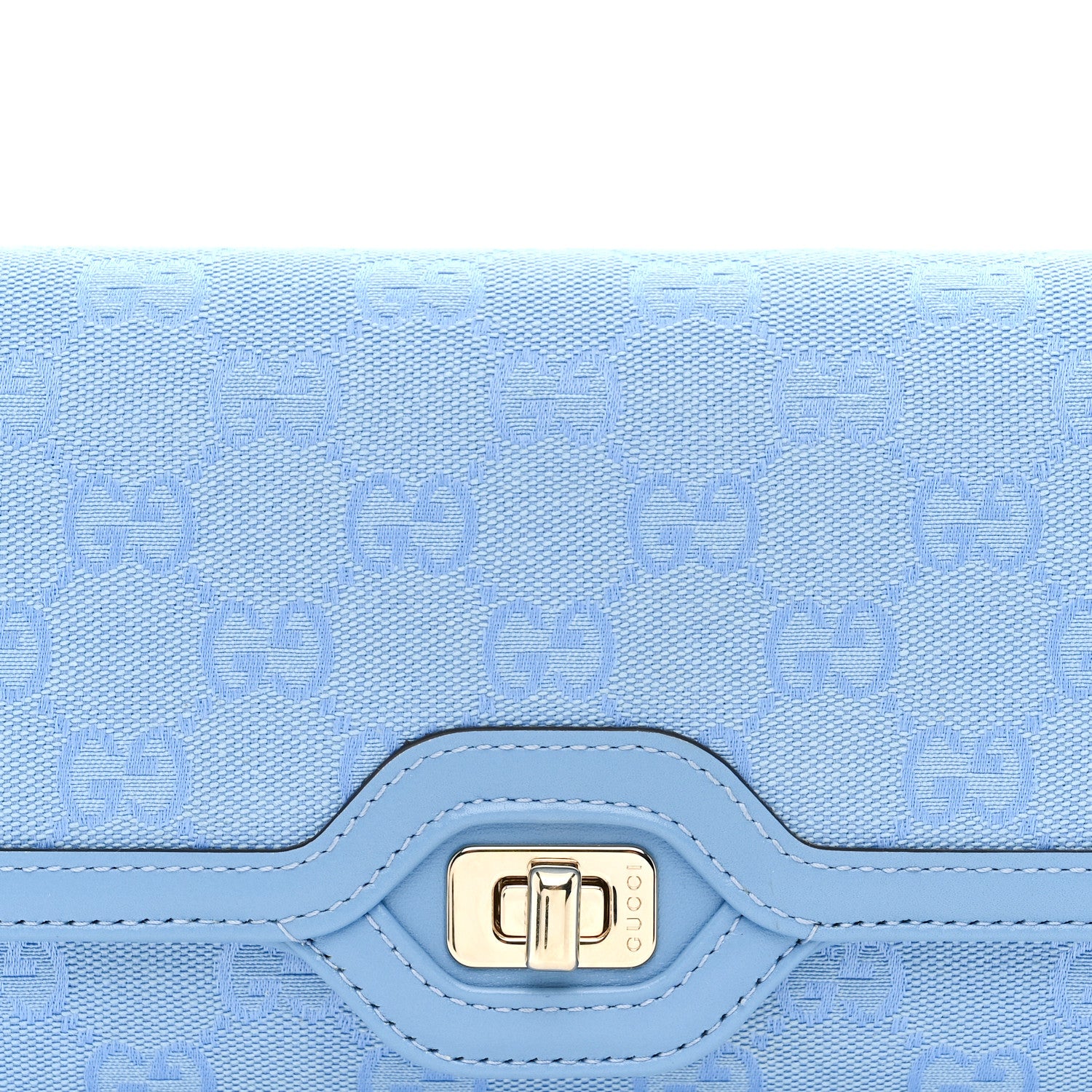 Gucci GG Monogram Textured Dollar Calfskin Small Luce Shoulder Bag Blue 8 of 10