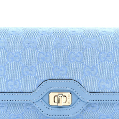 Gucci GG Monogram Textured Dollar Calfskin Small Luce Shoulder Bag Blue 8 of 10