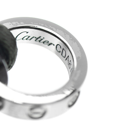 Cartier 18K White Gold Ceramic 4 Diamond LOVE Cord Bracelet Green 3 of 4
