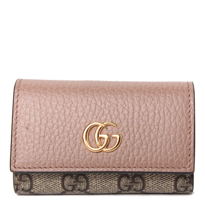 Gucci Dollar Calfskin GG Supreme Monogram GG Marmont 6 Key Holder Case Porcelain Rose Beige Ebony 1 of 7