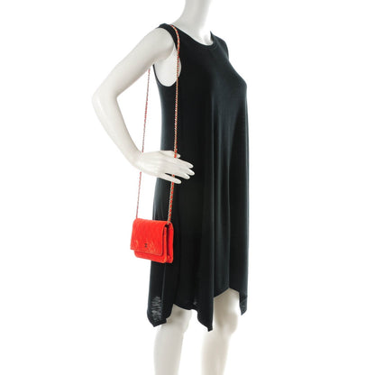 Chanel Velvet Quilted Wallet On Chain WOC Orange 2 of 8