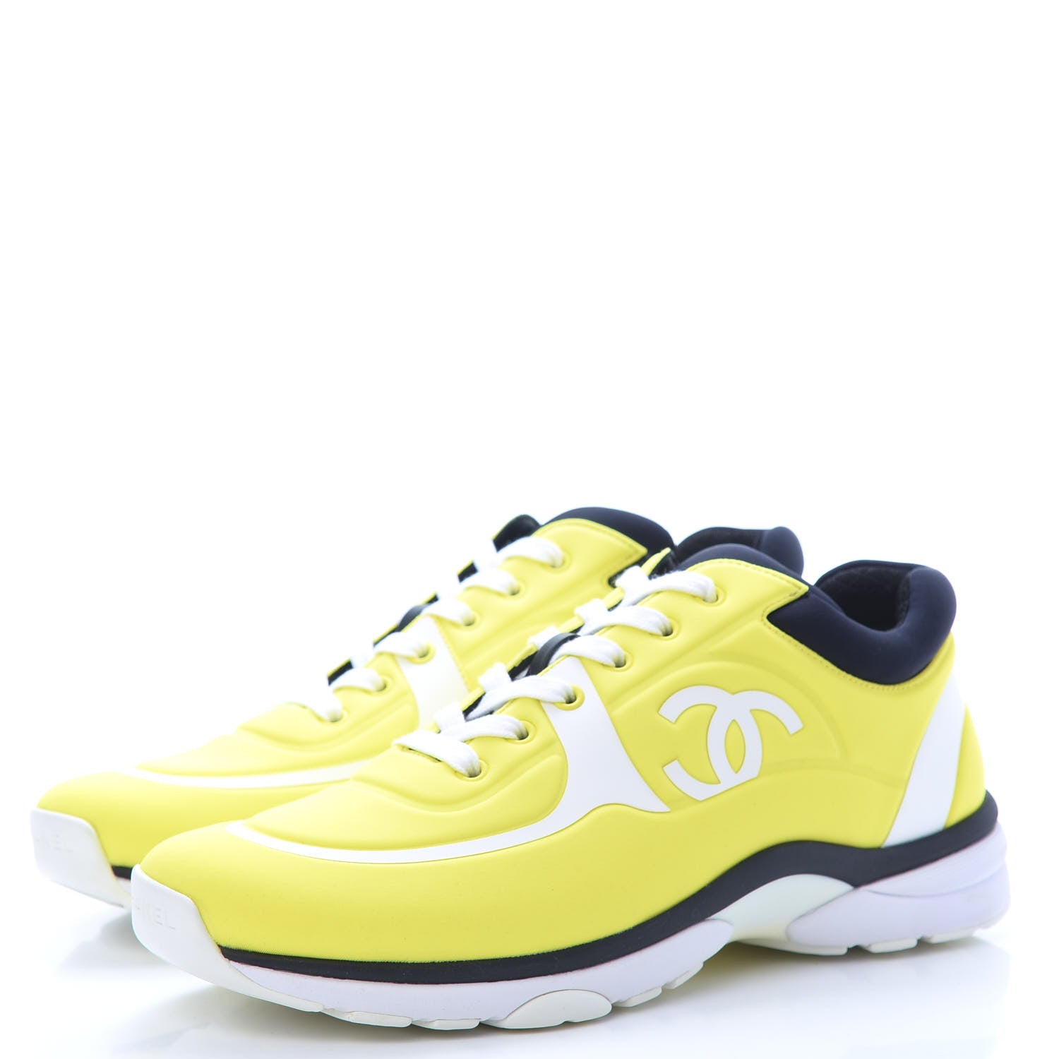 Chanel Lycra Fabric CC Sneakers 42 Yellow 3 of 7