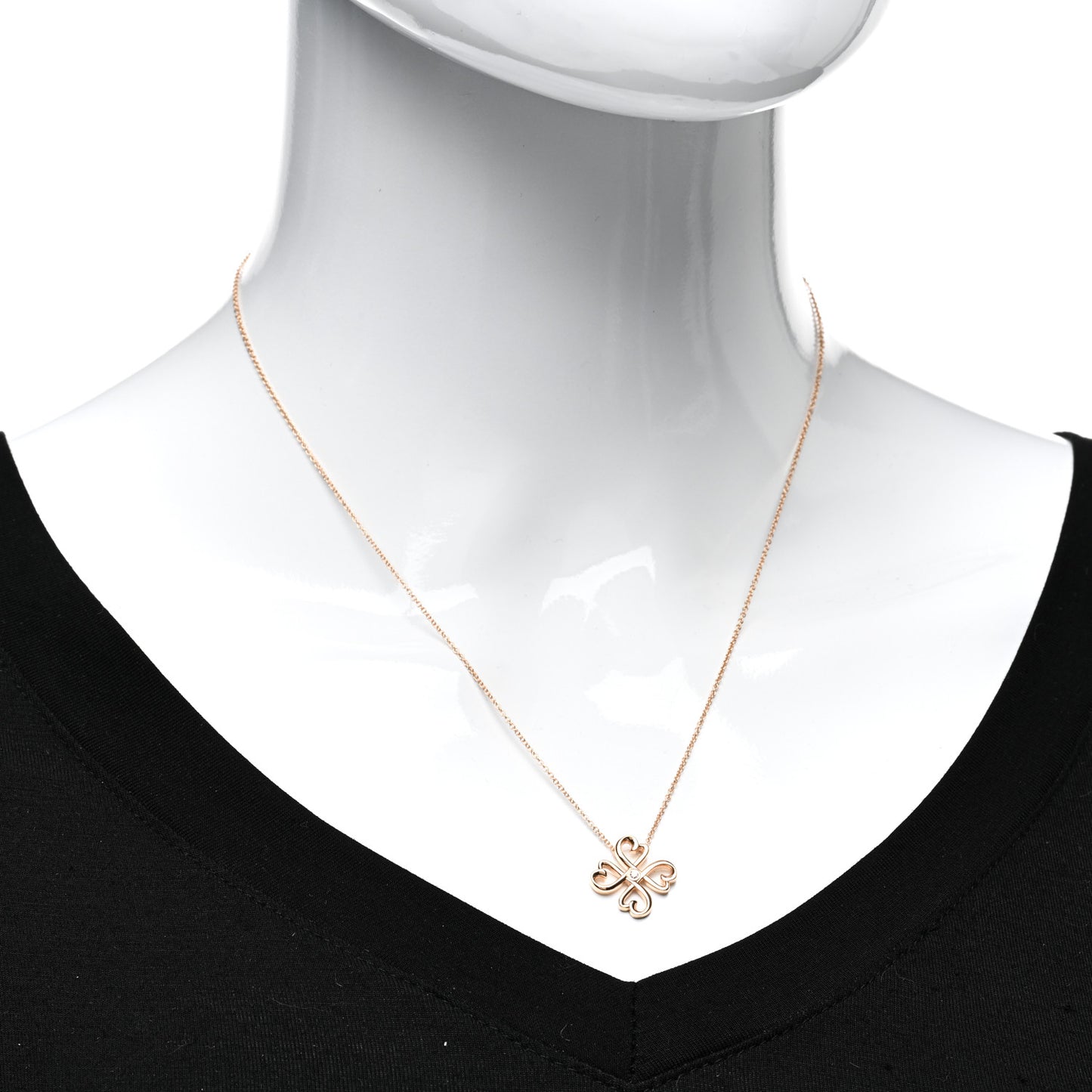 18K Rose Gold Diamond Paloma Picasso Loving Heart Pendant Necklace