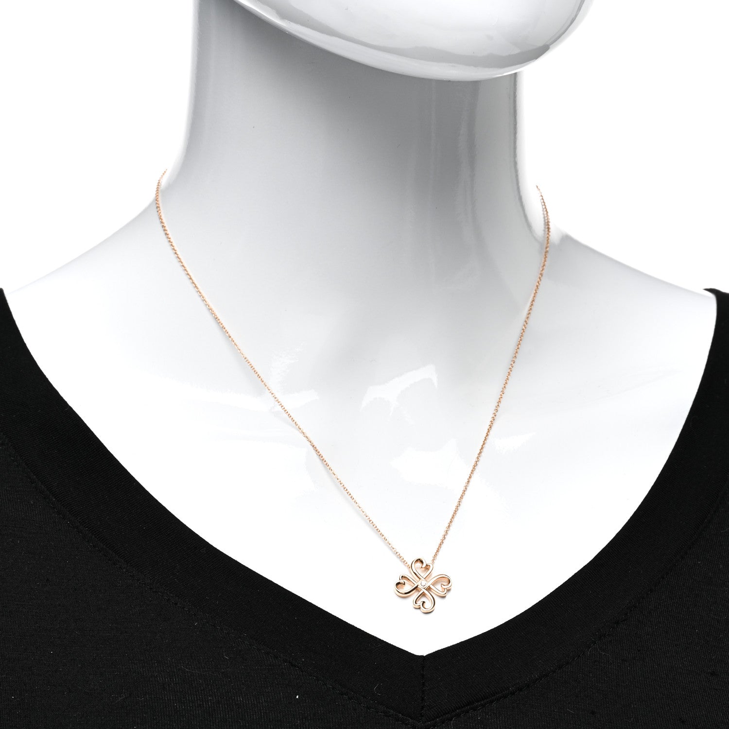 Tiffany 18K Rose Gold Diamond Paloma Picasso Loving Heart Pendant Necklace 2 of 5