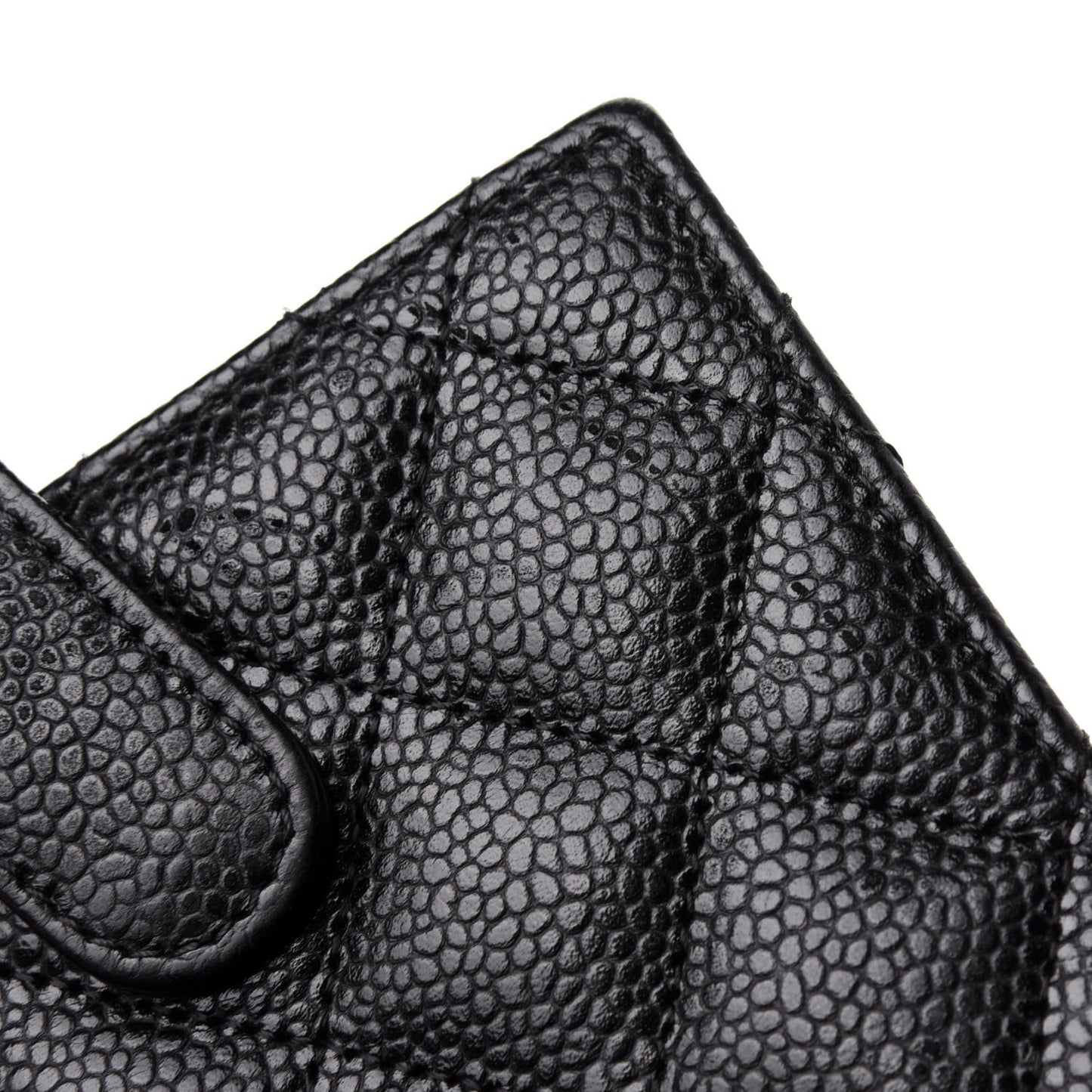 Caviar Quilted Compact French Flap Wallet Black