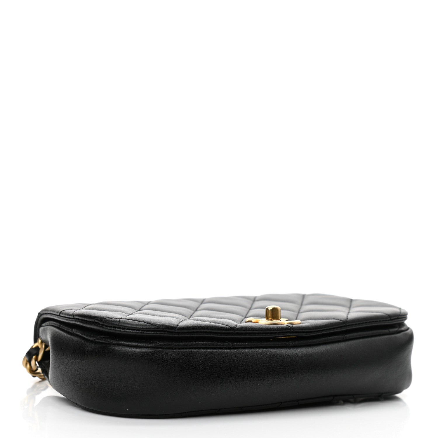 Chanel Calfskin Quilted Coco Mail Clutch With Chain Black 4 of 12