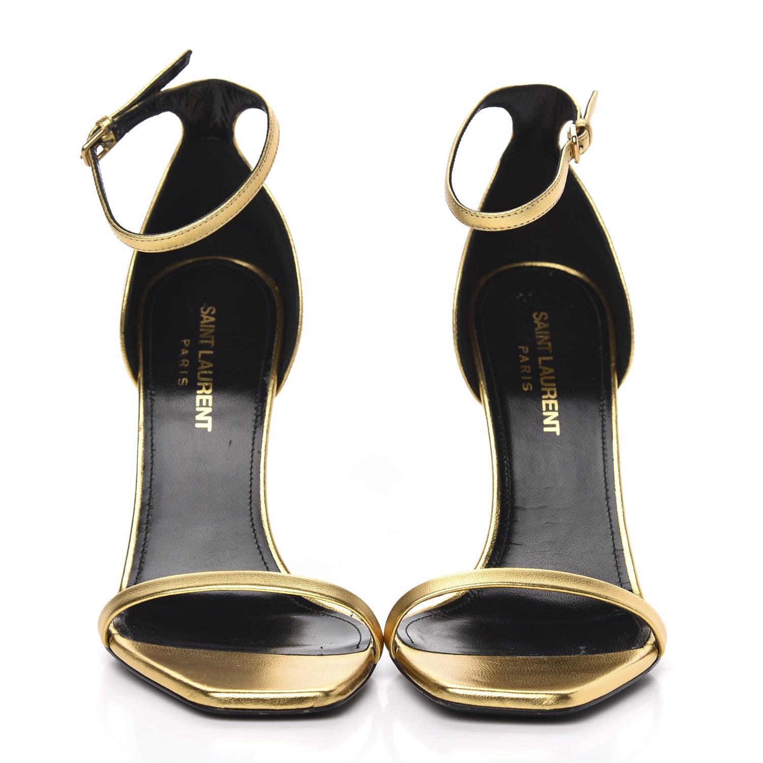 Saint Laurent Metallic Lambskin Opyum 110 Sandals 36.5 Oro 2 of 11