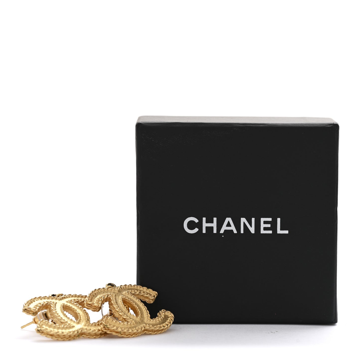 CC Drop Earrings Matte Gold