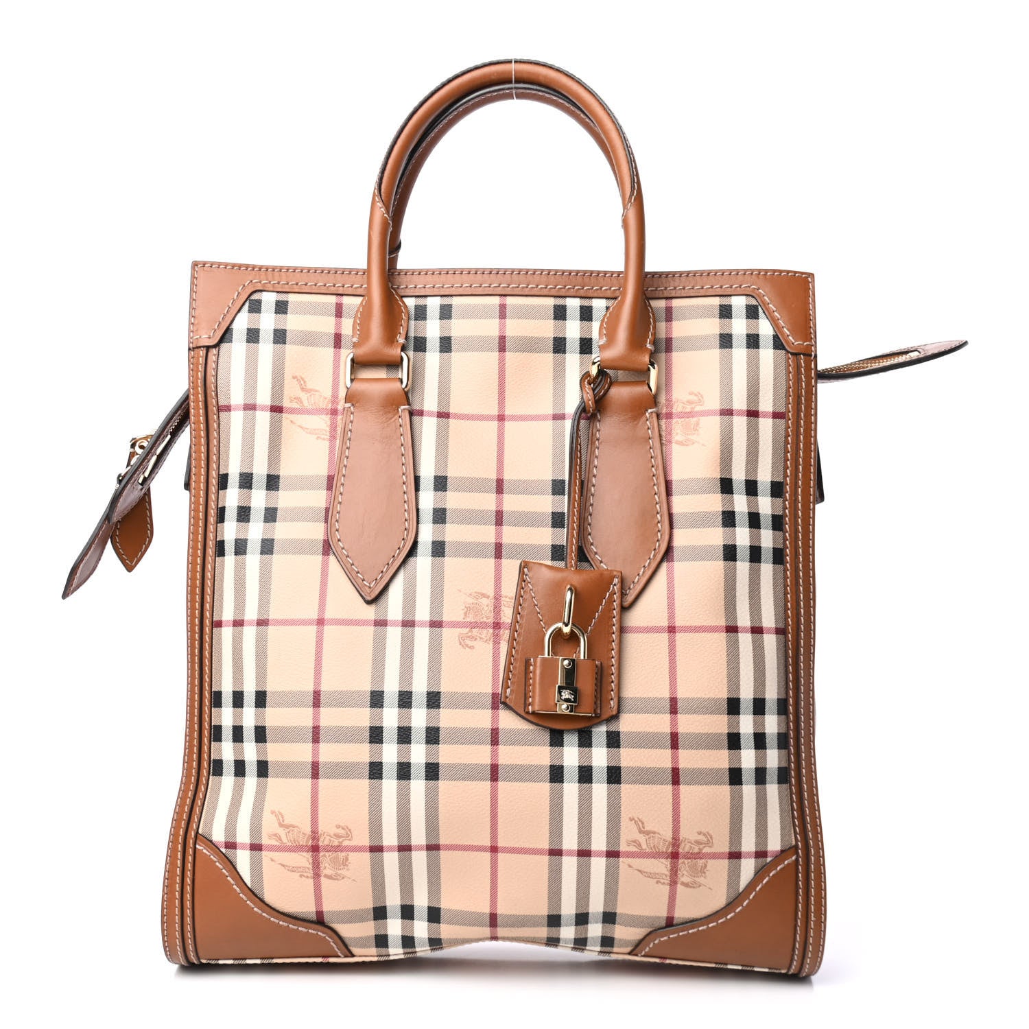 Burberry Haymarket Check Medium Honeywood Tote Tan 1 of 4