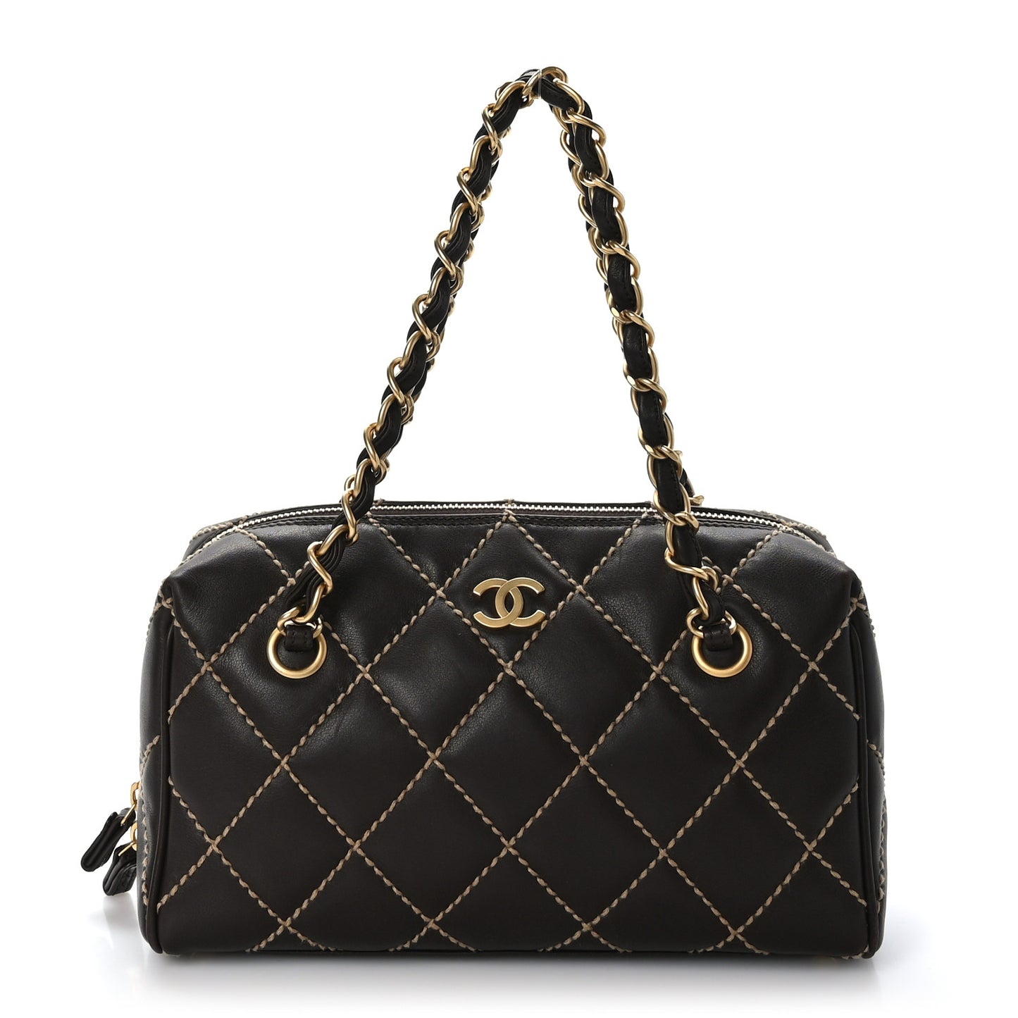 Calfskin Wild Stitch Chain Bag Brown