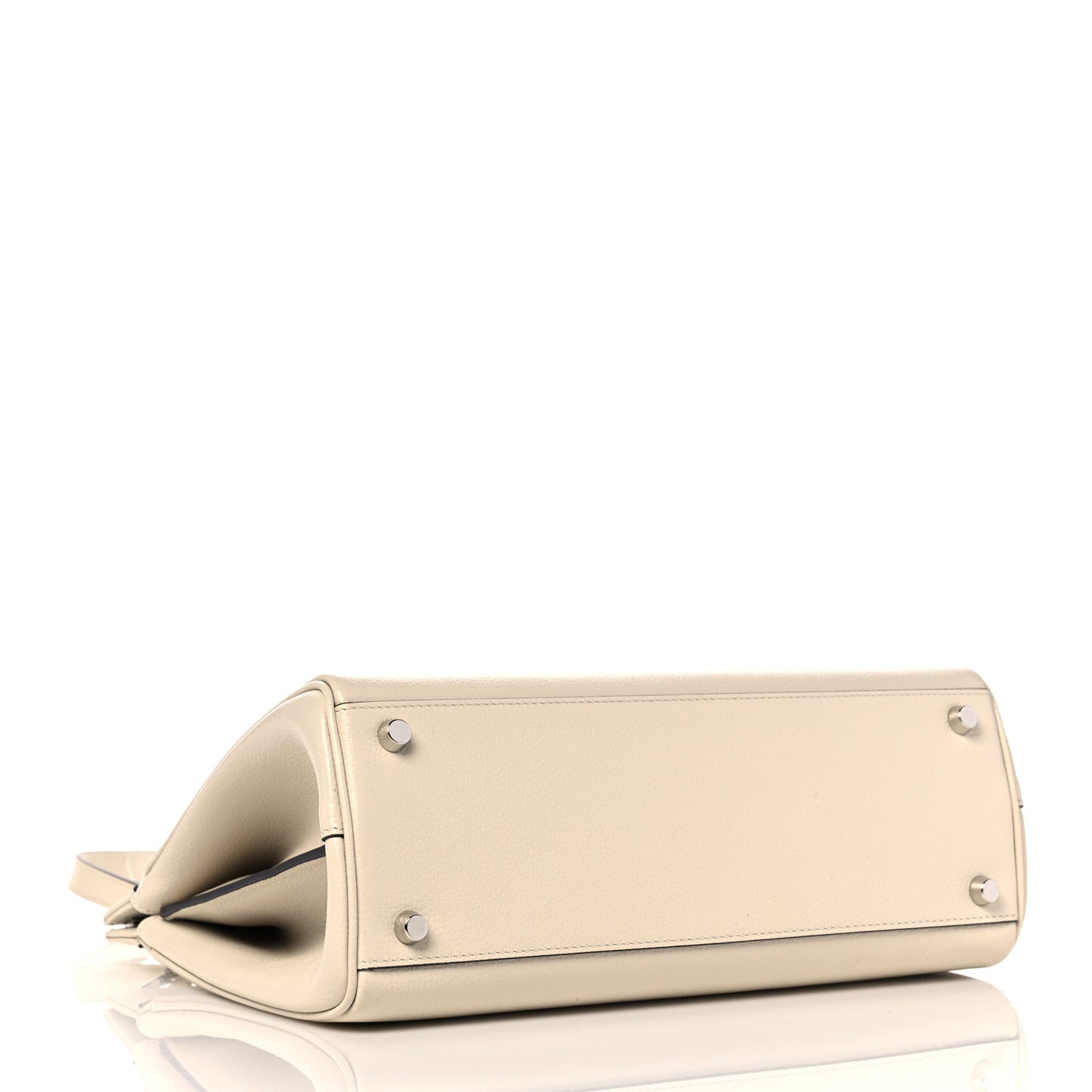 Grainy Calfskin Small Zumi Top Handle Bag Mystic White