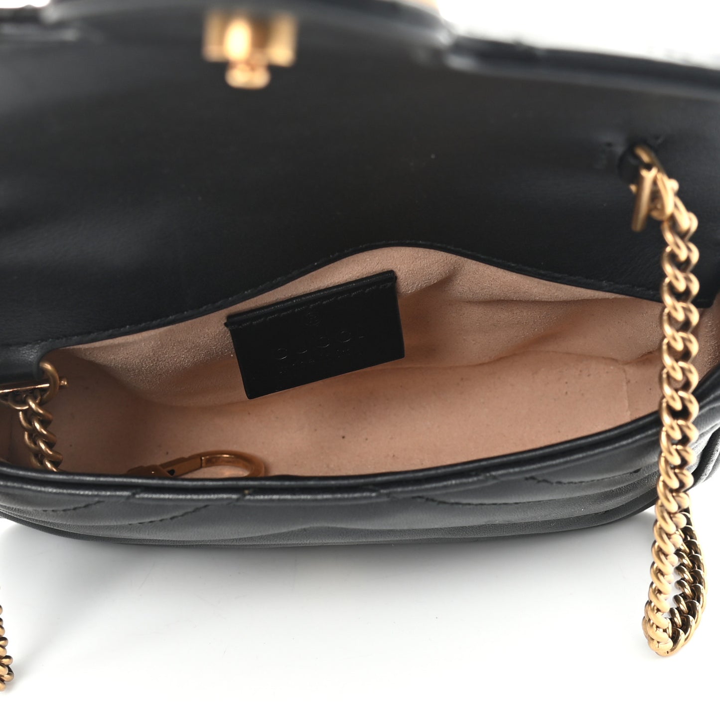 Calfskin Matelasse Super Mini GG Marmont Shoulder Bag Black