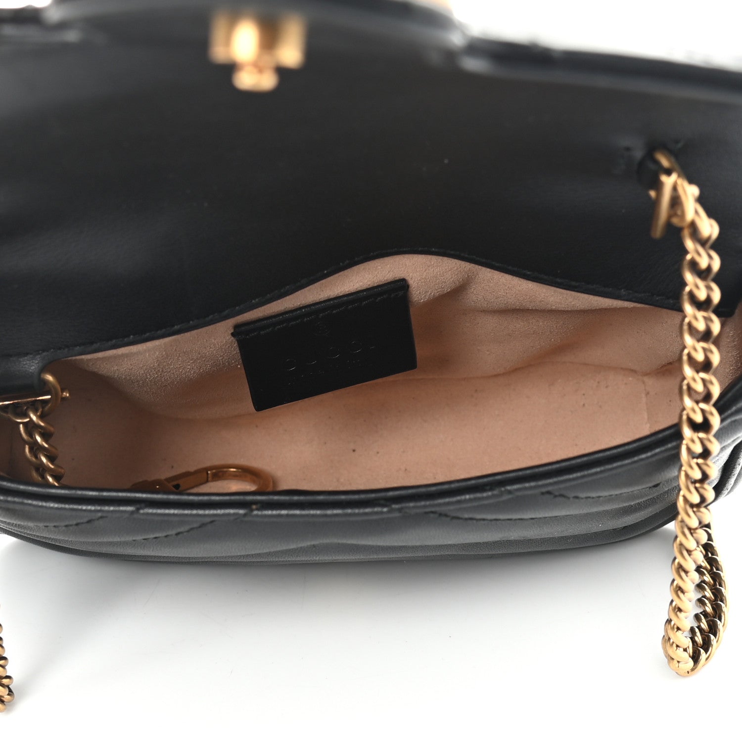 Gucci Calfskin Matelasse Super Mini GG Marmont Shoulder Bag Black 5 of 10