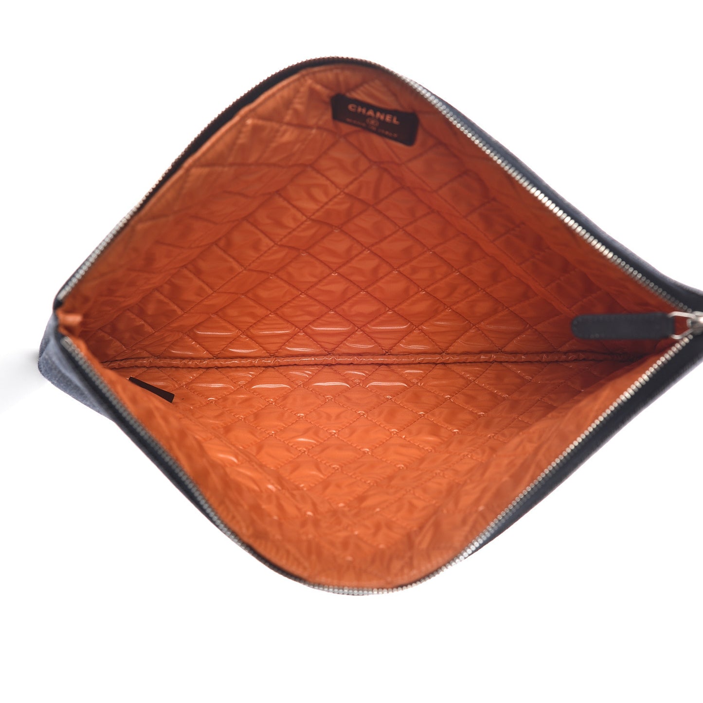 Denim Large Deauville Pouch Clutch Blue Orange