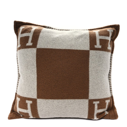 Hermes Wool Cashmere Avalon Pillow PM Ecru Camel 2 of 3