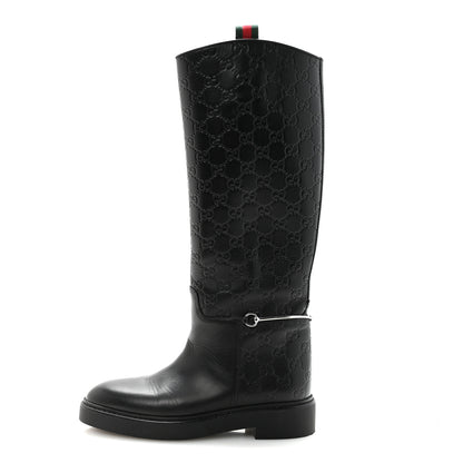 Gucci Guccissima Michelangelo Slim Horsebit Riding Boots 37 Black 2 of 14