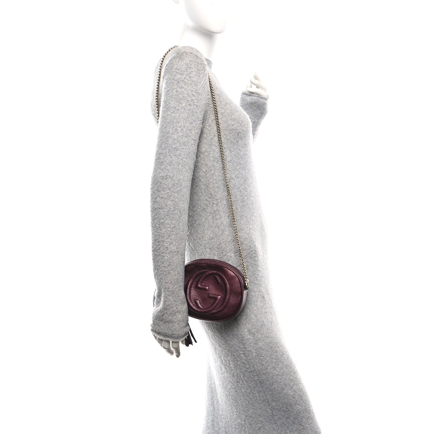 Metallic Pebbled Calfskin Mini Soho Chain Bag Purple