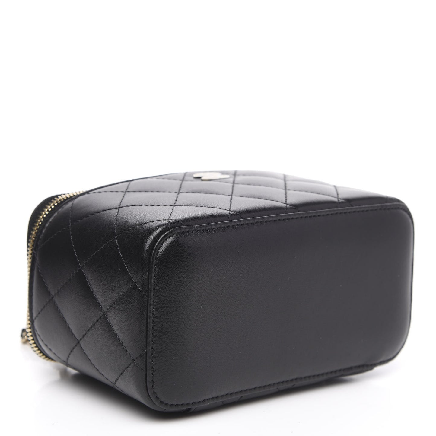 Lambskin Quilted Small Vanity Case With Chain Black