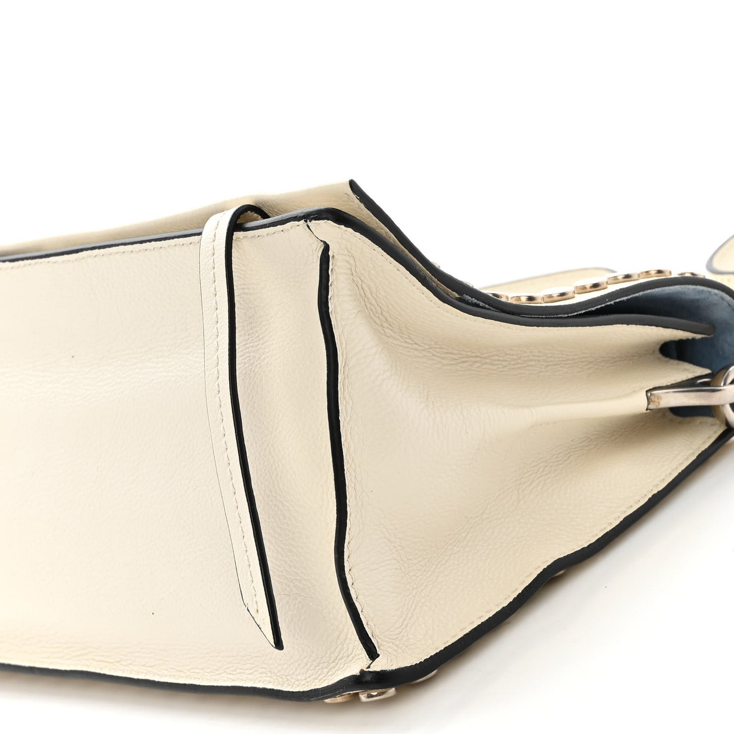 Glace Calf Studded Etiquette Flap Bianco Astra