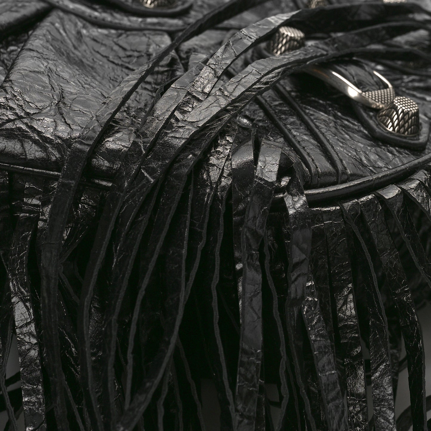 Agneau Arena Le Cagole Fringe Shoulder Bag XS Black