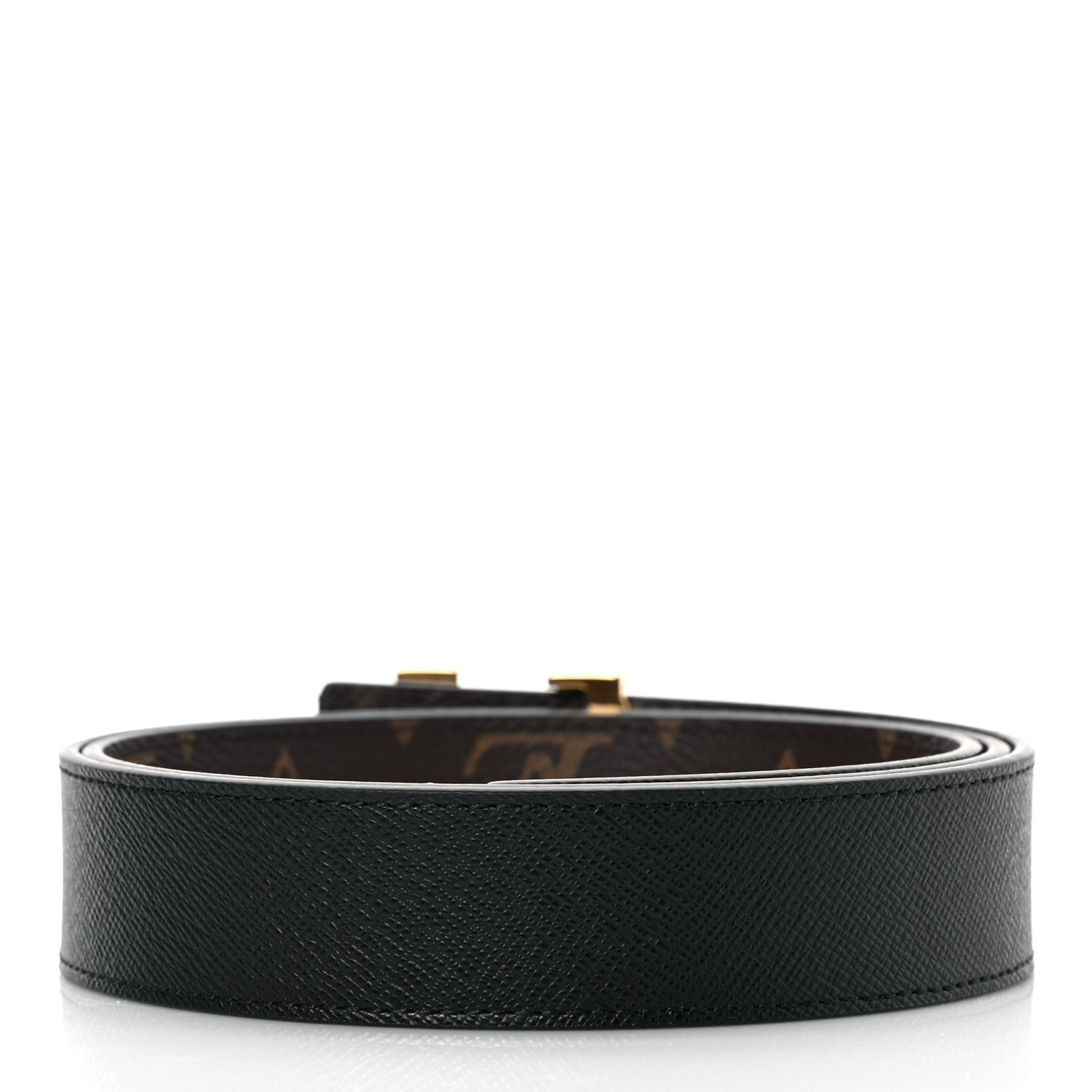 Louis Vuitton Calfskin Monogram 30mm LV Initiales Reversible Belt 85 34 Black 2 of 5