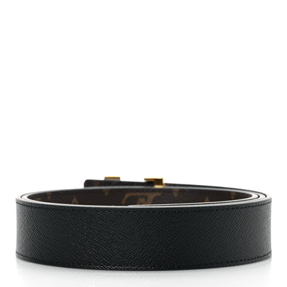 Louis Vuitton Calfskin Monogram 30mm LV Initiales Reversible Belt 85 34 Black 2 of 5