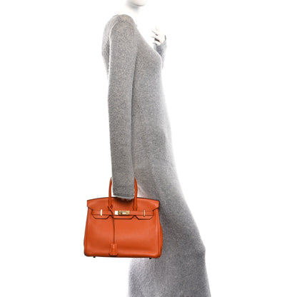 Hermes Taurillon Clemence Birkin 30 Orange 2 of 11