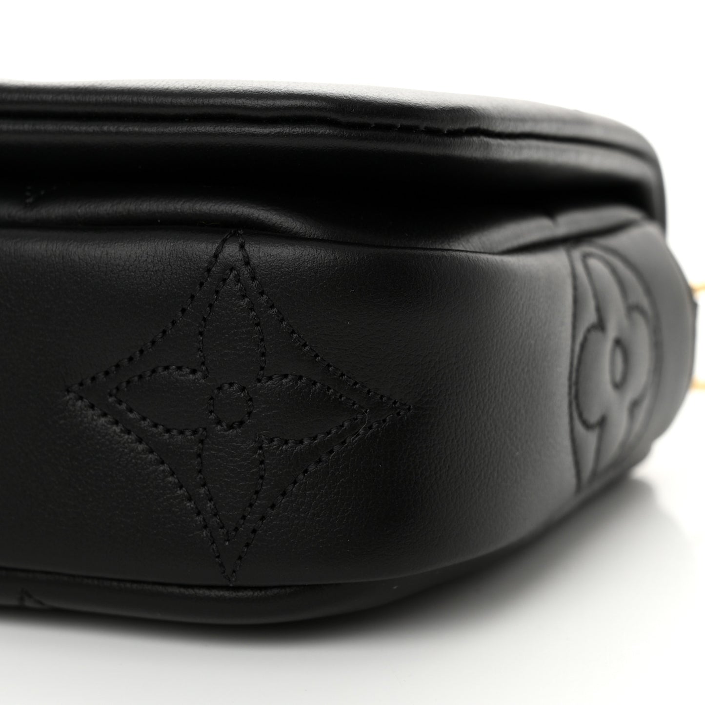 Calfskin Bubblegram Wallet On Strap Black