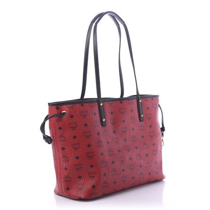 MCM Visetos Medium Project Reversible Shopper Tote Ruby Red Black 3 of 15