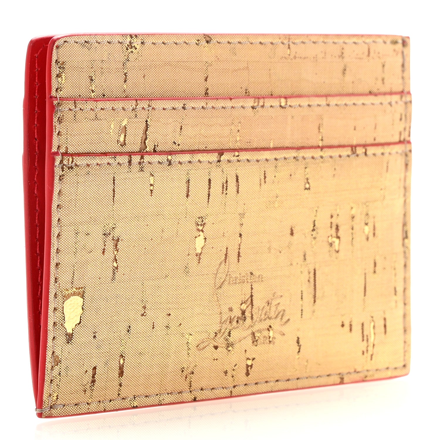 Christian Louboutin Metallic Liege Pepite Cork Spikes Kios Card Holder Gold 3 of 6