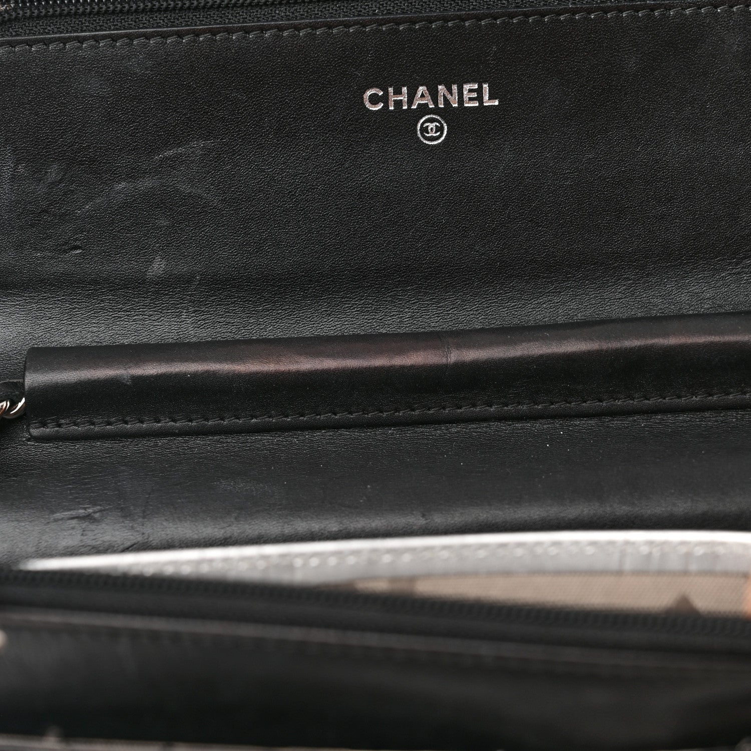 Chanel Calfskin Quilted Cambon Wallet on Chain WOC Black White 12 of 14