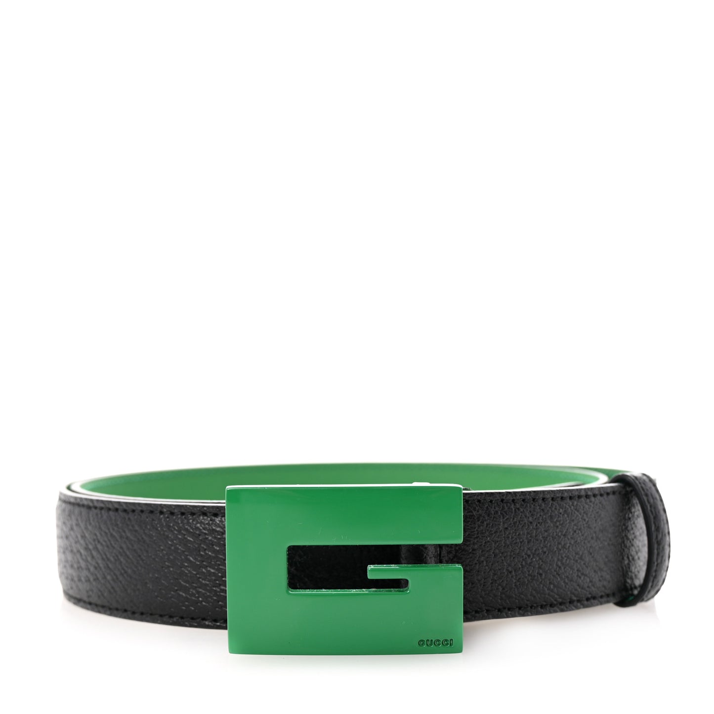 Textured Dollar Calfskin Square G 30mm Belt 100 40 Black Green