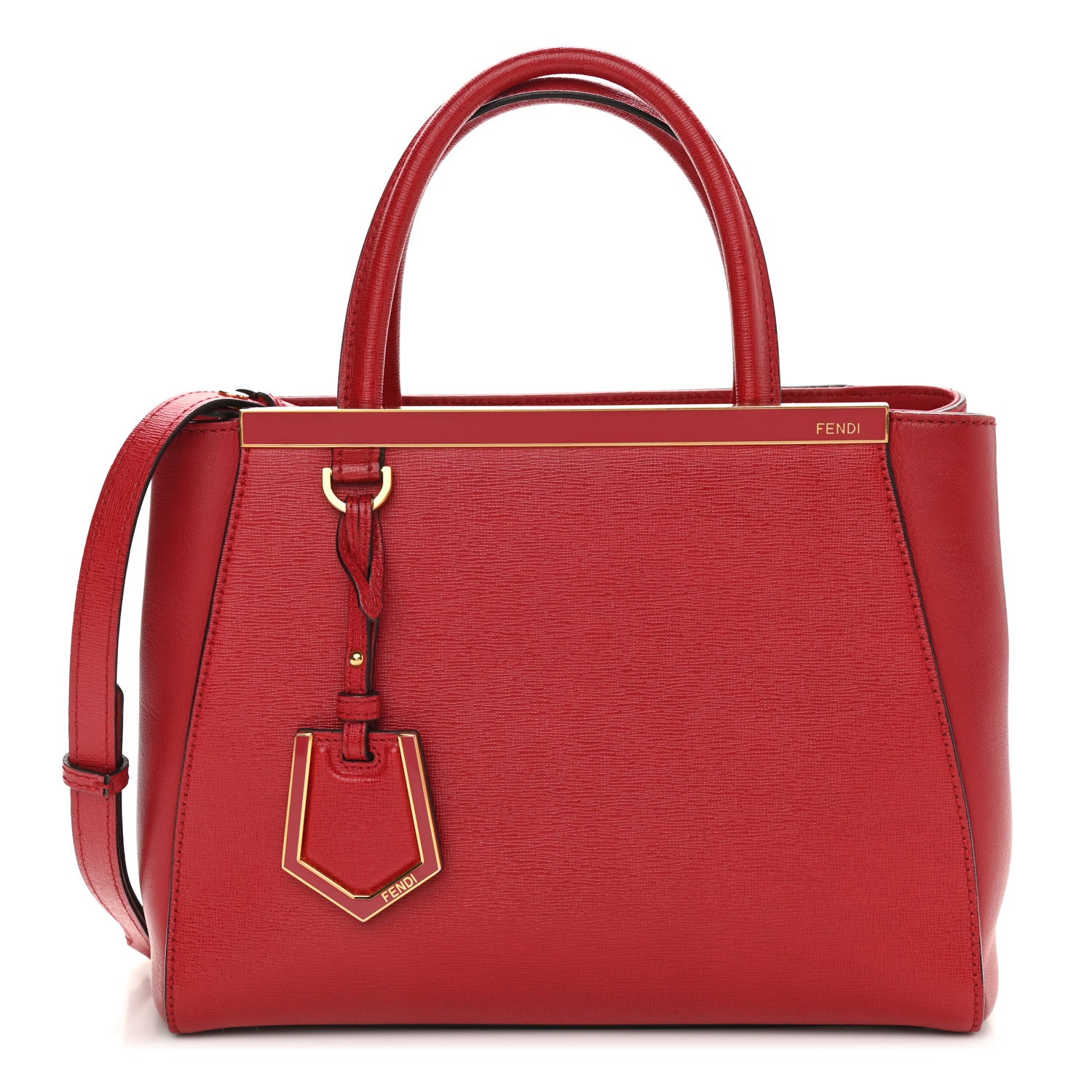 Fendi Vitello Elite Flamingo Petite 2Jours Tote Mattone 1 of 9