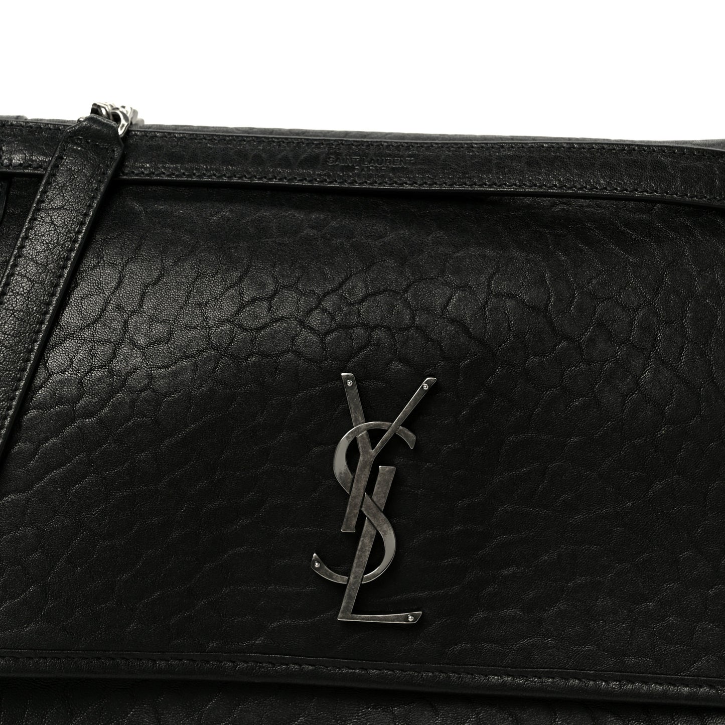 Grained Lambskin Monogram Large Niki Chain Satchel Black