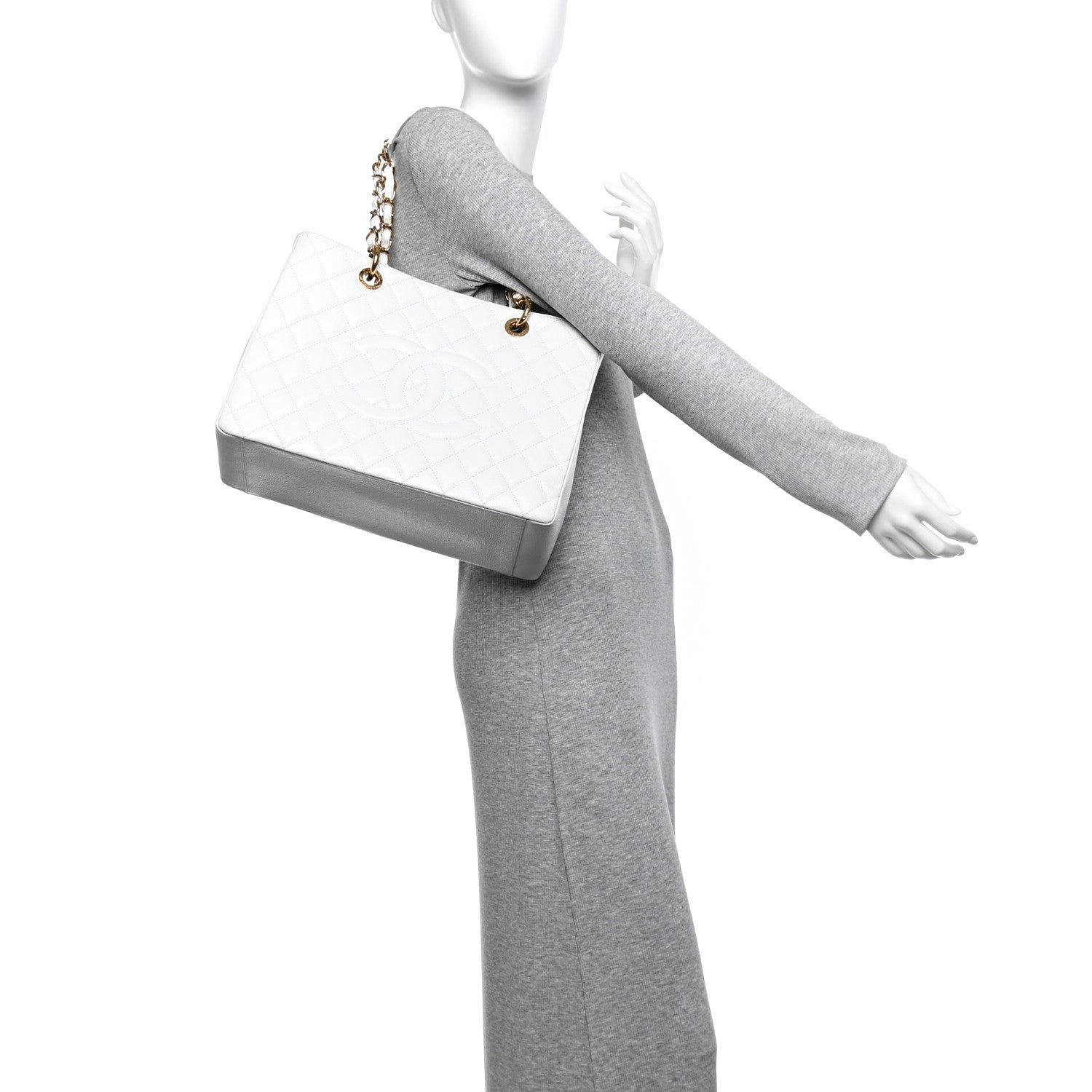 Chanel Caviar Quilted Grand Shopping Tote GST White 2 of 16