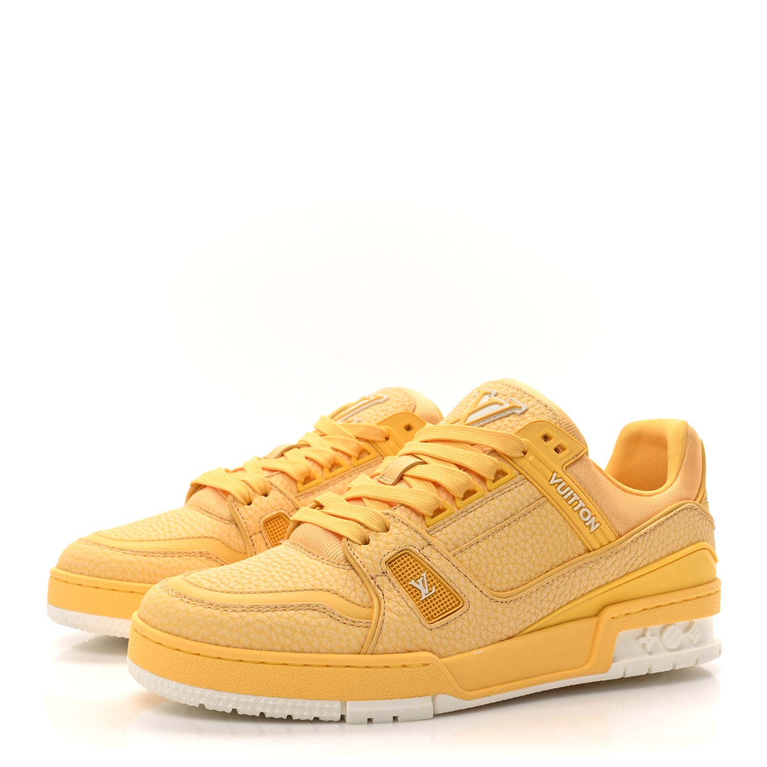 Louis Vuitton Grained Calfskin Womens LV Trainer Sneakers 39 Yellow 4 of 11