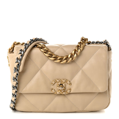 Chanel Lambskin Quilted Medium Chanel 19 Flap Beige 1 of 11