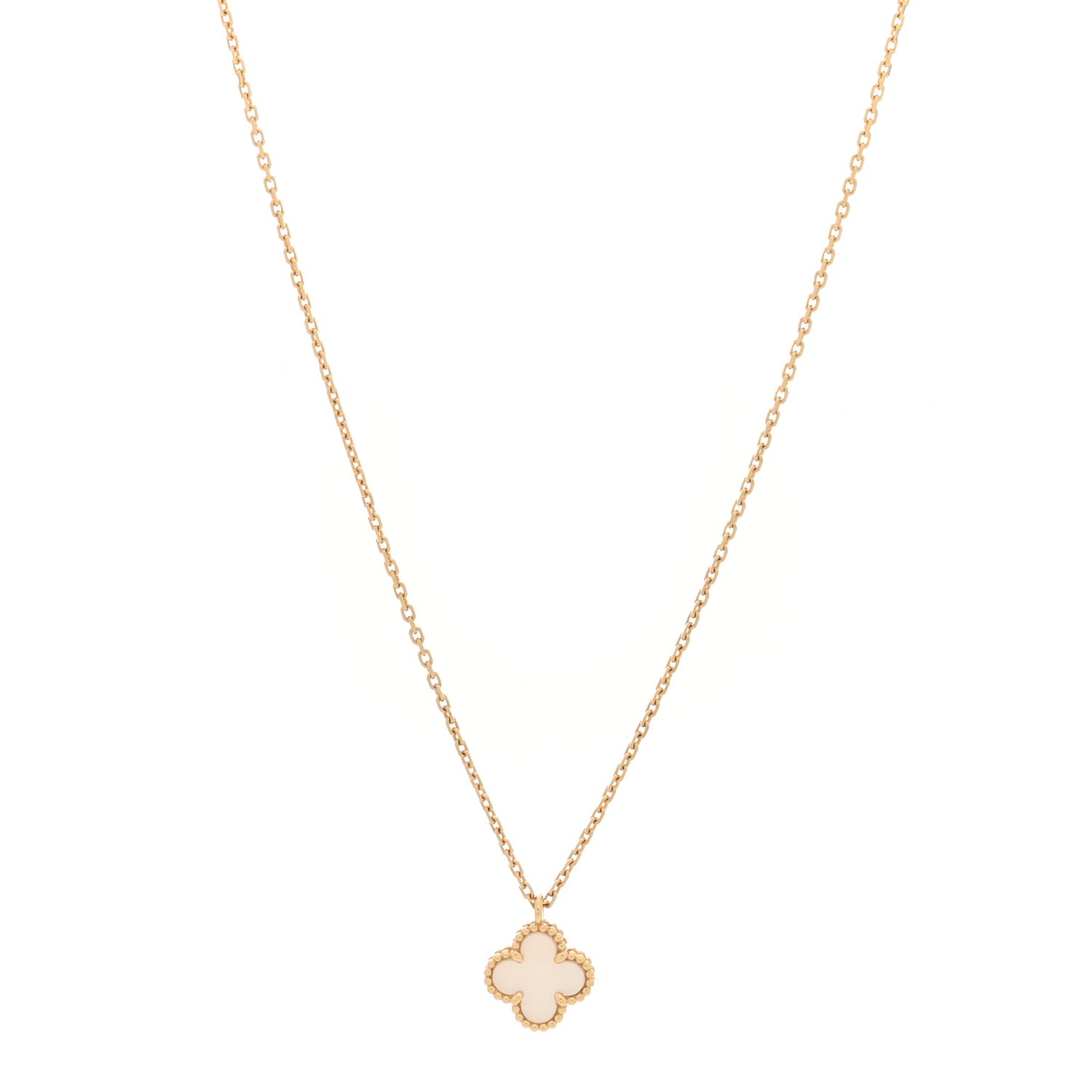 18K Yellow Gold Mother of Pearl Sweet Alhambra Pendant Necklace