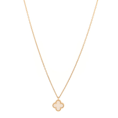 Van Cleef & Arpels 18K Yellow Gold Mother of Pearl Sweet Alhambra Pendant Necklace 1 of 5