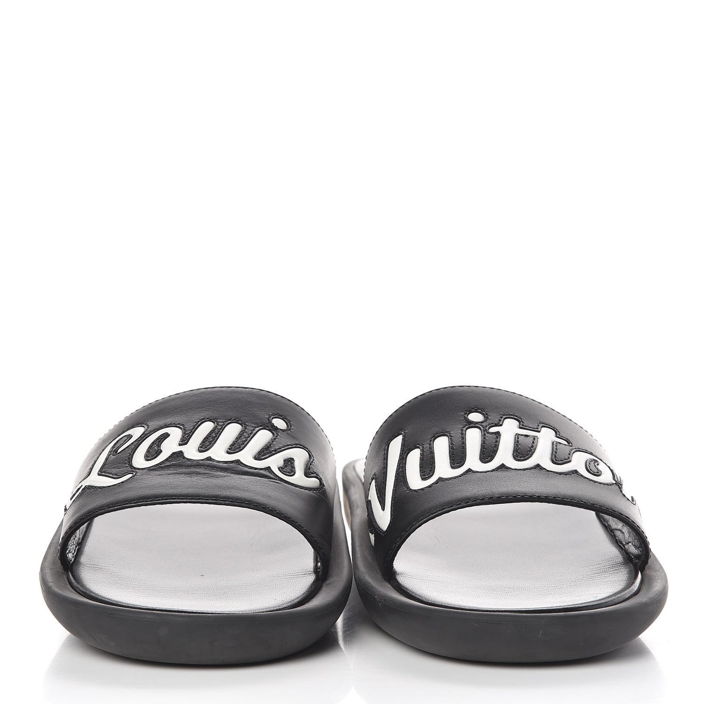 Calfskin Logo Sunbath Slide Sandals 39 Black
