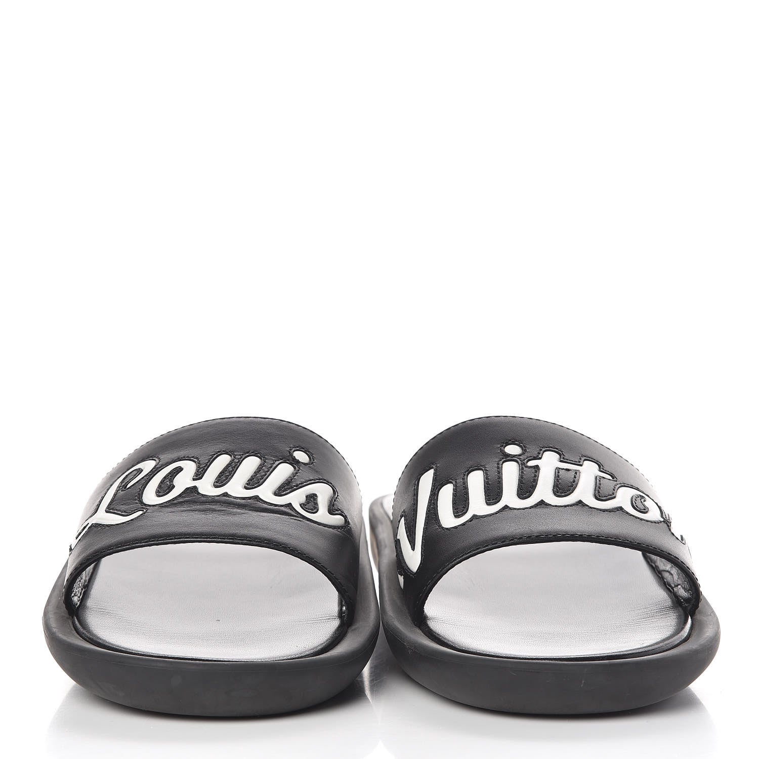 Louis Vuitton Calfskin Logo Sunbath Slide Sandals 39 Black 2 of 13