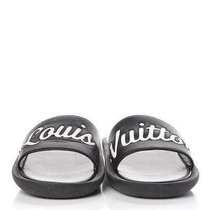 Louis Vuitton Calfskin Logo Sunbath Slide Sandals 39 Black 2 of 13