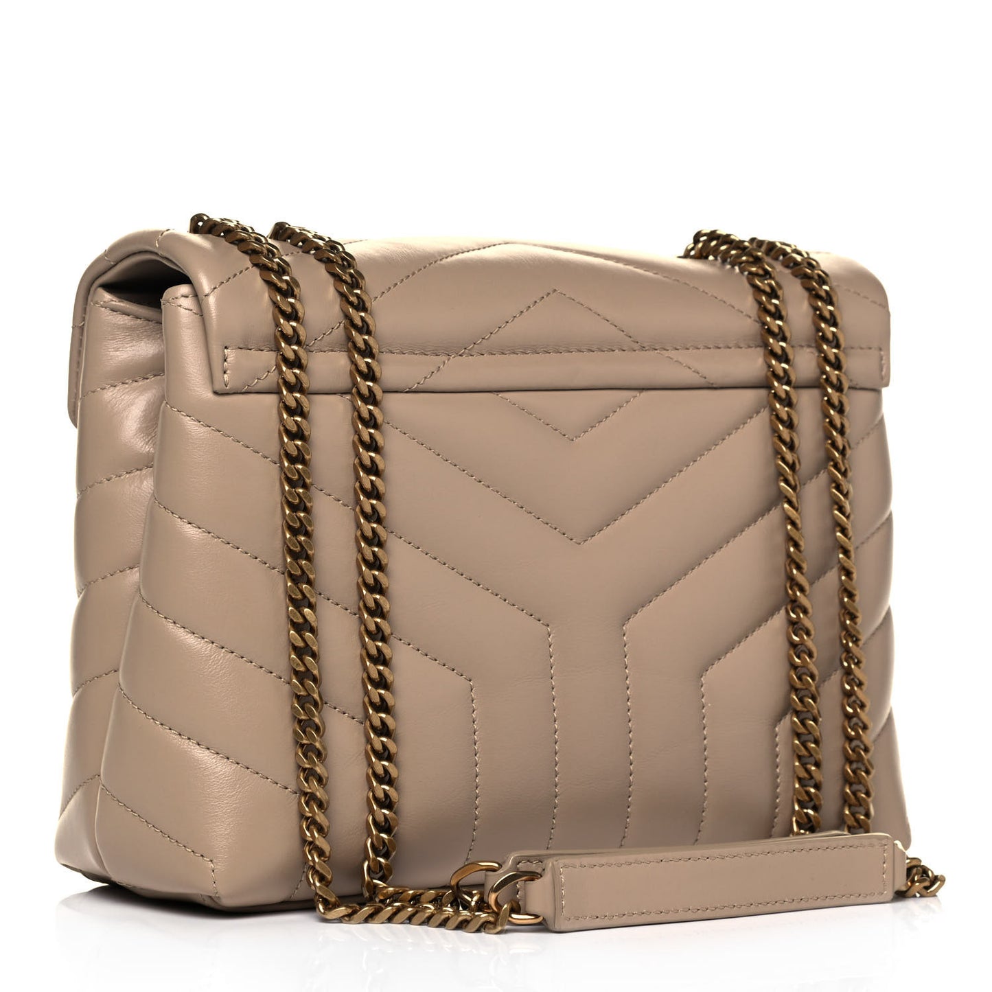 Calfskin Y Quilted Monogram Small Loulou Chain Satchel Dark Beige